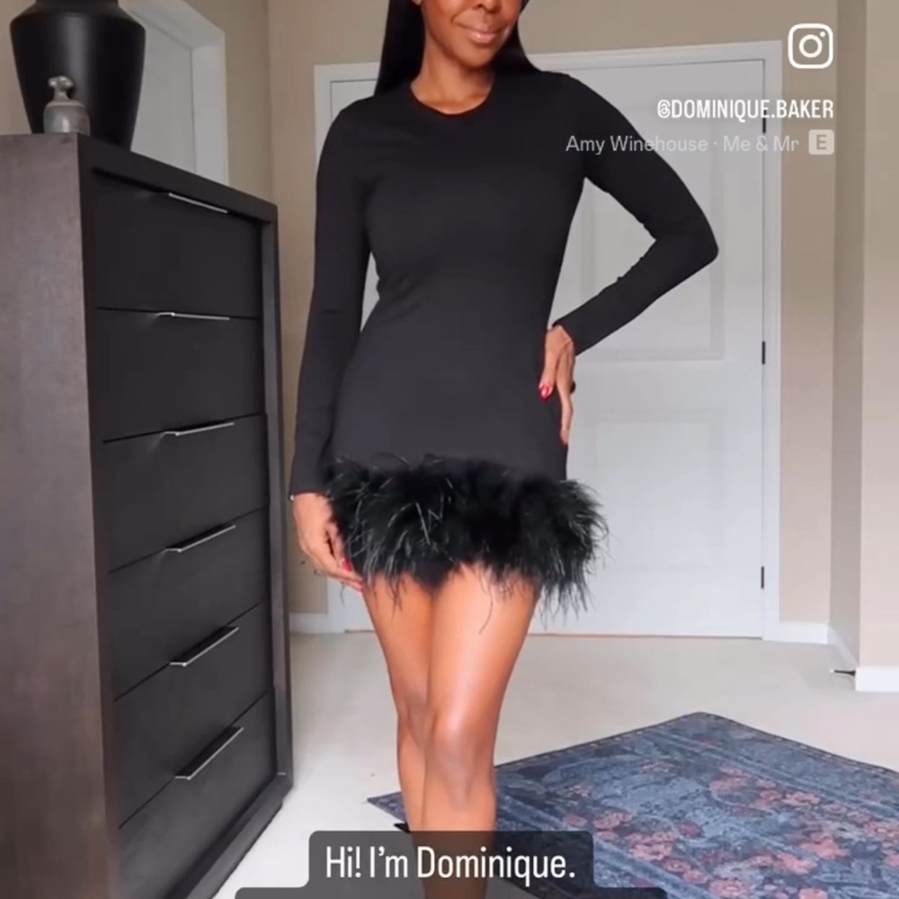 Lamarque Black Sheath Long Sleeve Cocktail Dress
